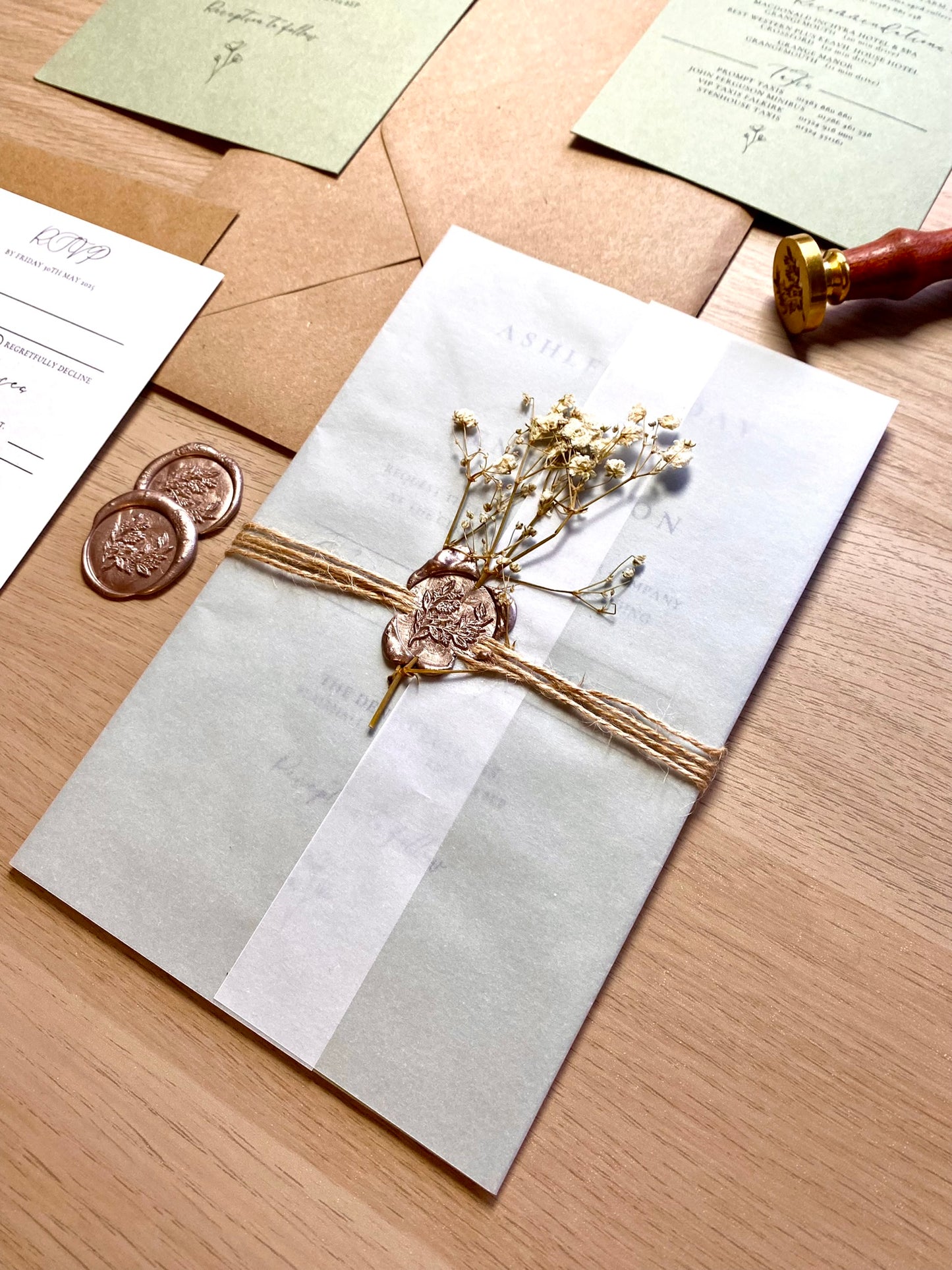 Rustic Sage Green Wedding Invitation Set - The Culross Suite