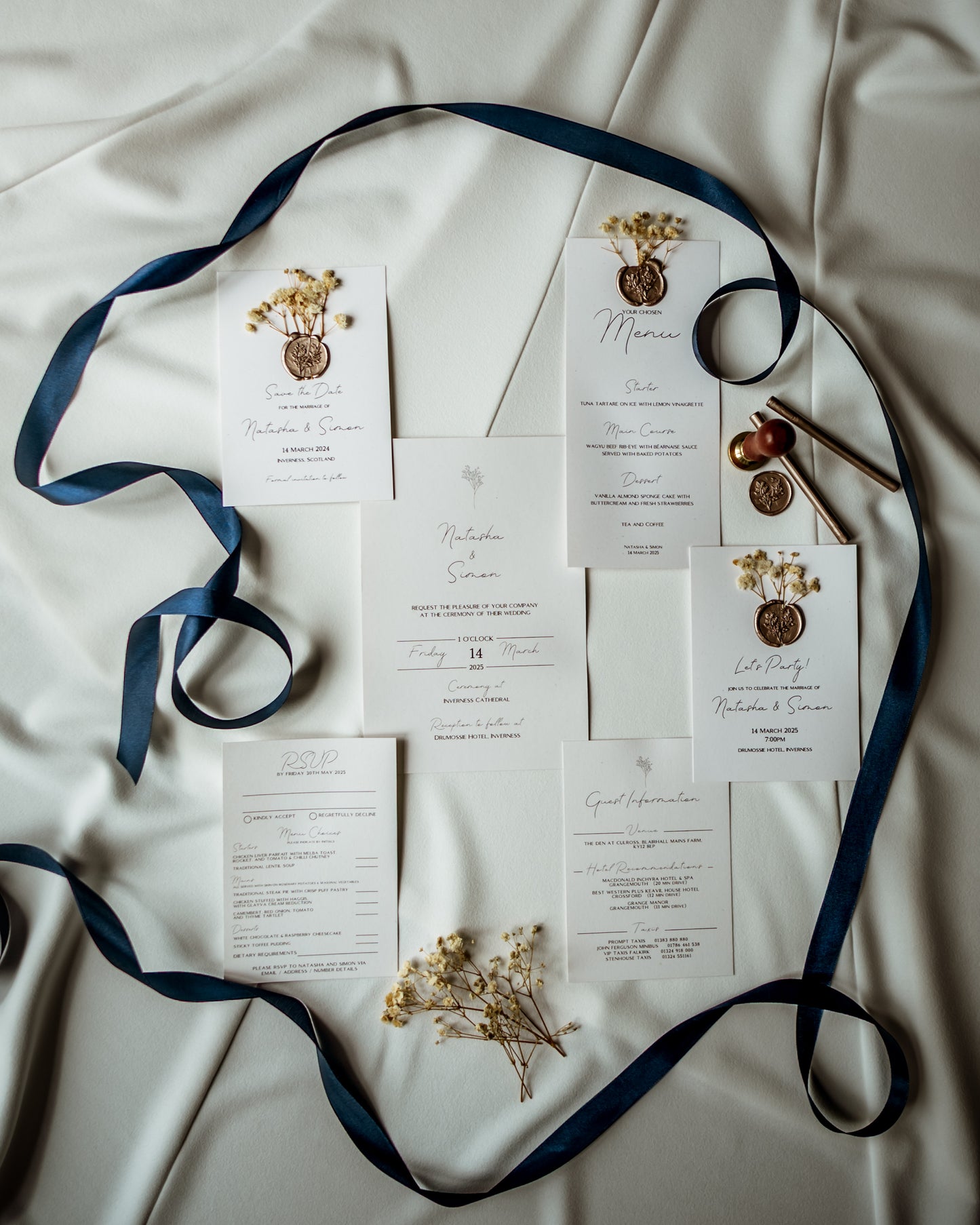 Elegant Rustic Wedding Menu - The Caledonia Suite
