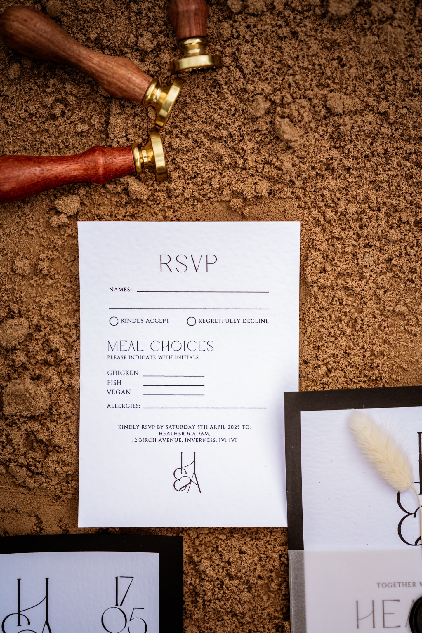 Minimalistic Black and White Wedding Invitation Set - The Highland Suite