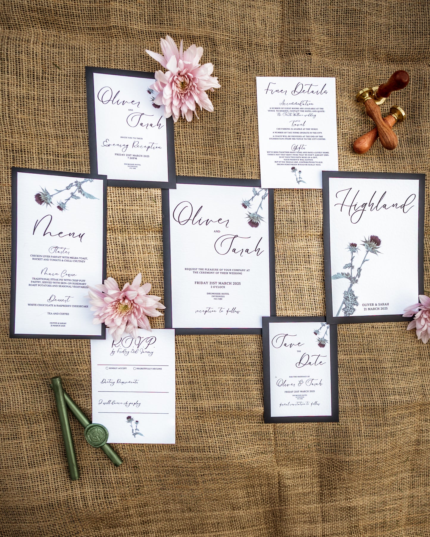 Scottish Thistle Wedding Evening Invitation & Envelope - The Thistle Suite