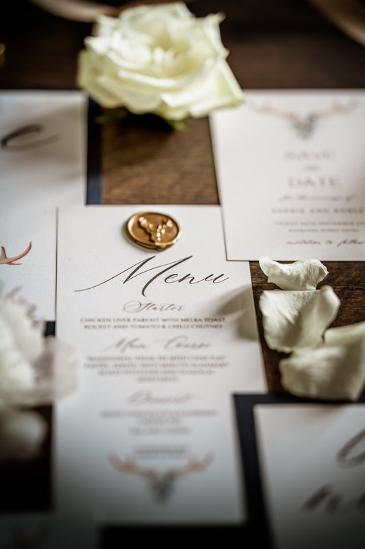 Scottish Stag Wedding Menu Card - The Stag Suite