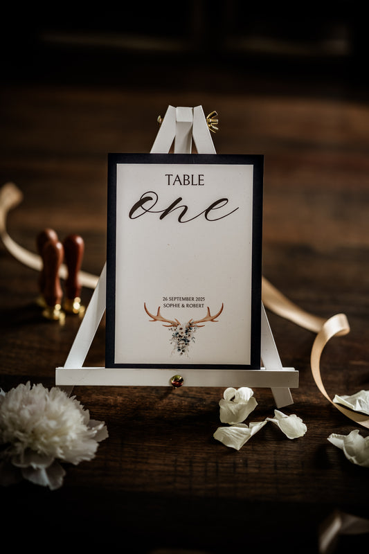 Scottish Stag Wedding Table Name/Number Sign - The Stag Suite
