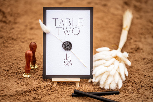 Minimalistic Black and White Wedding Table Name / Number Sign - The Highland Suite