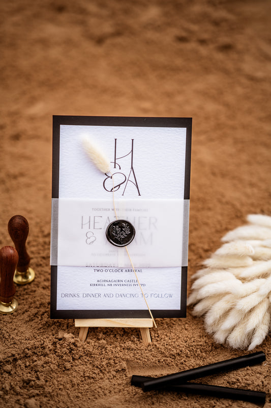 Minimalistic Black and White Wedding Invitation Set - The Highland Suite