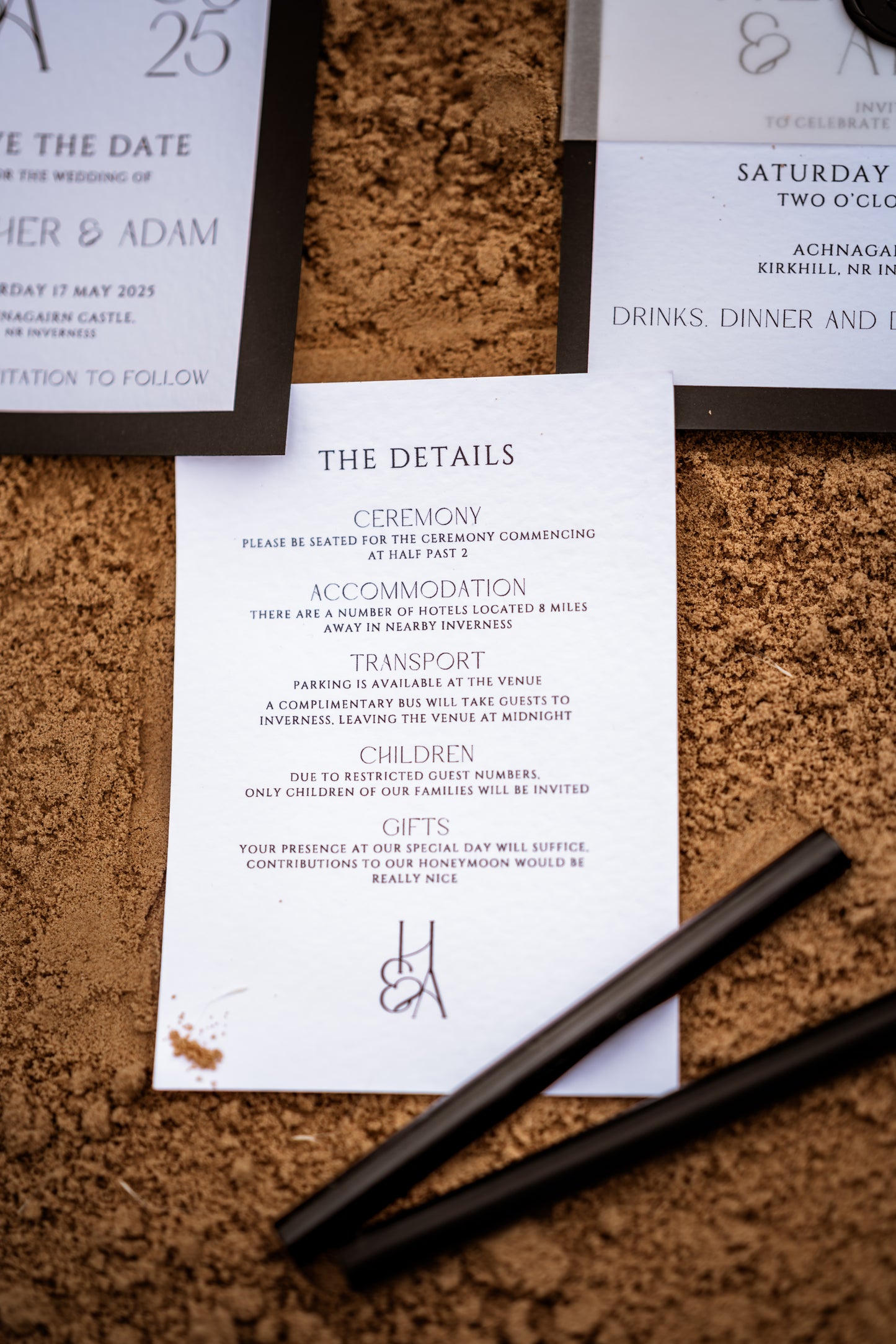 Minimalistic Black and White Wedding Invitation Set - The Highland Suite