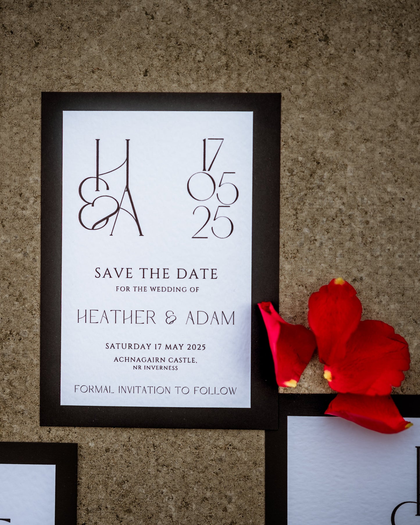 Minimalistic Black and White Wedding Save the Date Card - The Highland Suite