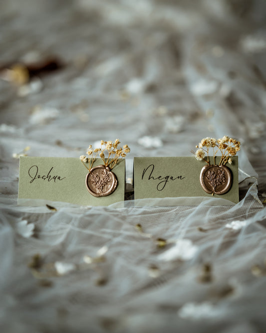 Rustic Sage Green Wedding Place Cards - The Culross Suite