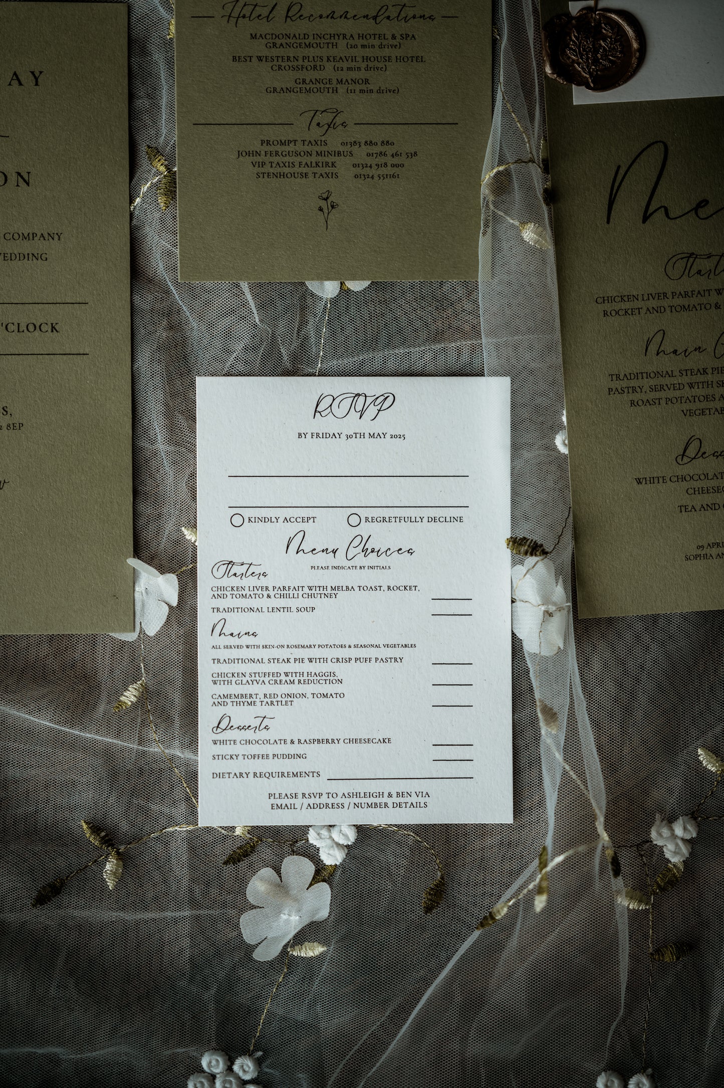 Rustic Sage Green Wedding Invitation Set - The Culross Suite