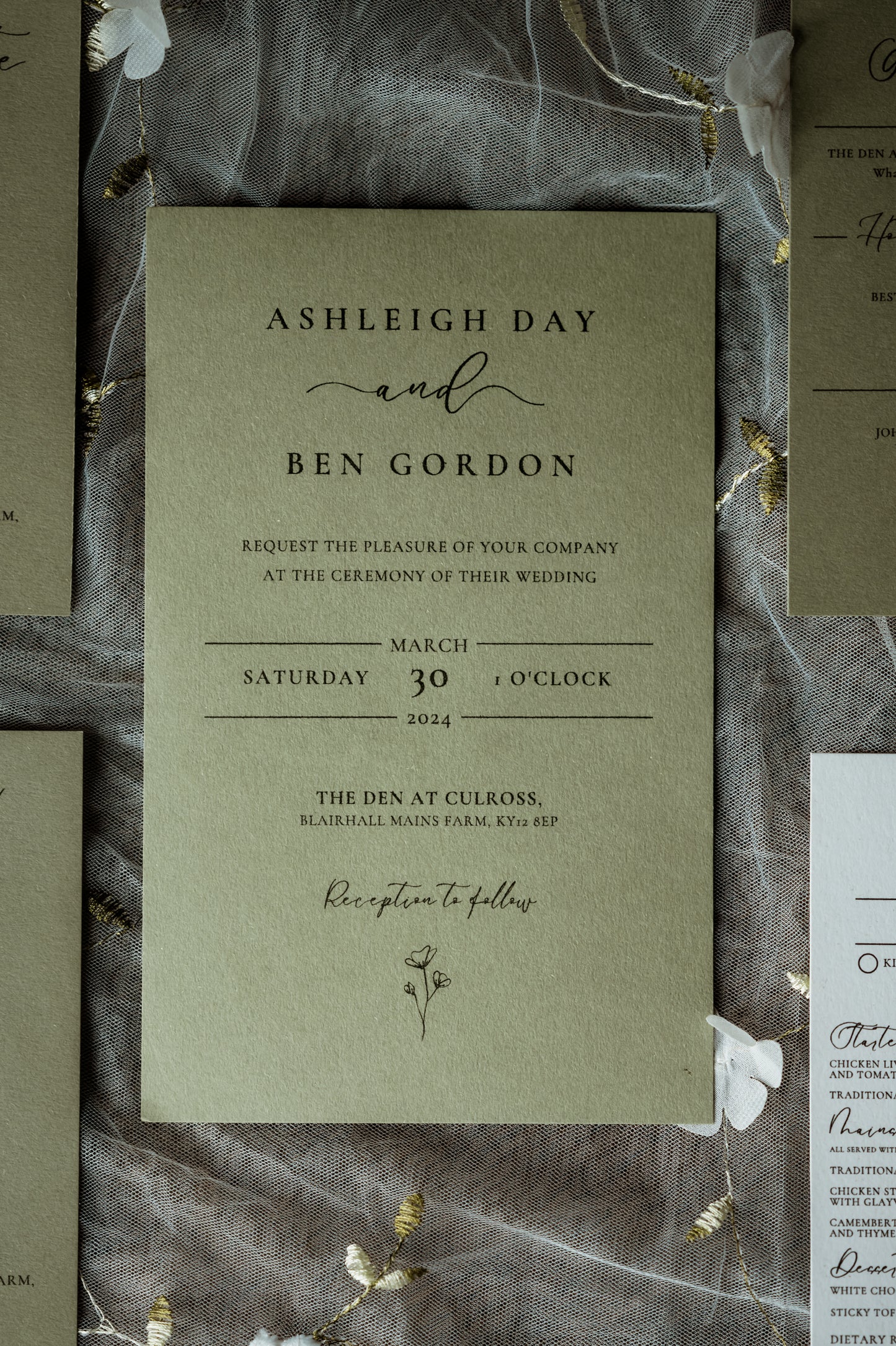 Rustic Sage Green Wedding Invitation Set - The Culross Suite