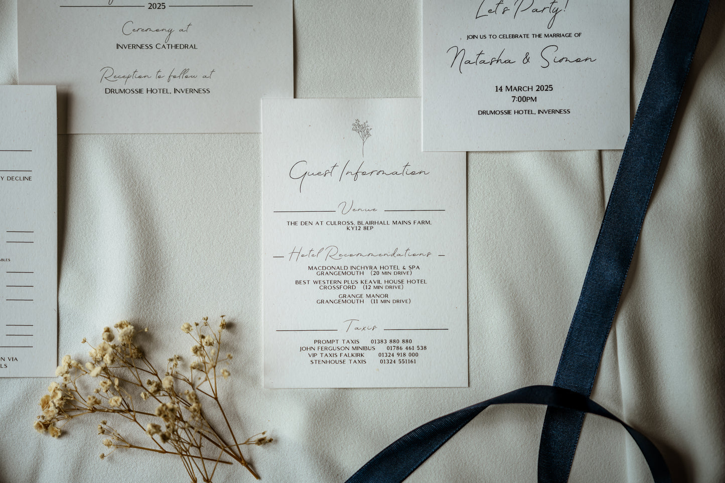 Elegant Rustic Wedding 3-Part Invitation & Envelope - The Caledonia Suite