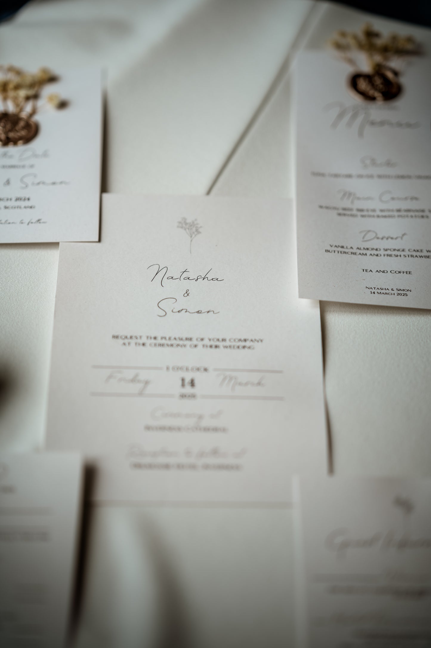Elegant Rustic Wedding 3-Part Invitation & Envelope - The Caledonia Suite