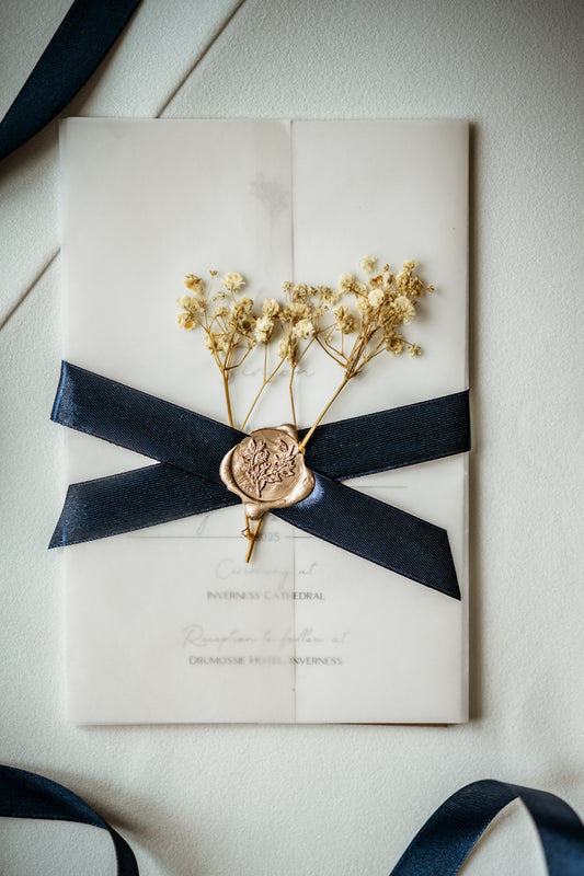 Elegant Rustic Wedding 3-Part Invitation & Envelope - The Caledonia Suite