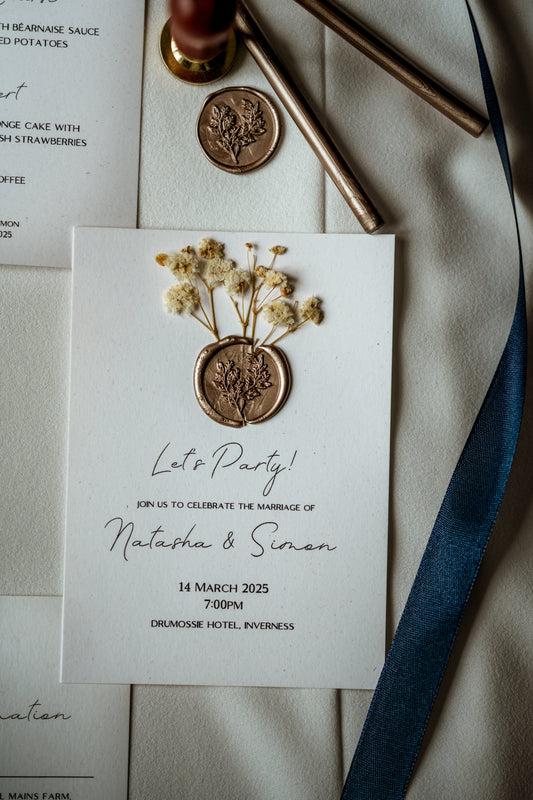 Elegant Rustic Wedding Evening Invitation & Envelope - The Caledonia Suite