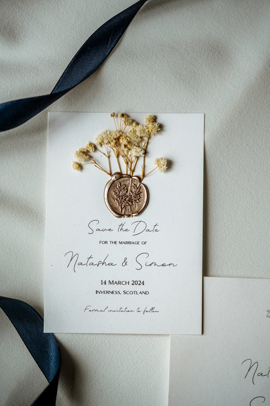 Elegant Rustic Wedding Save the Date Card & Envelope - The Caledonia Suite